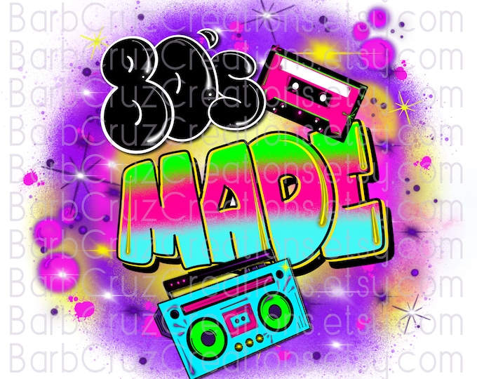 80's made, airbrush png, Backgroun, boom box, graffiti, 90's style, graffiti design, digital airbrush, old school, skol, retro, vintage