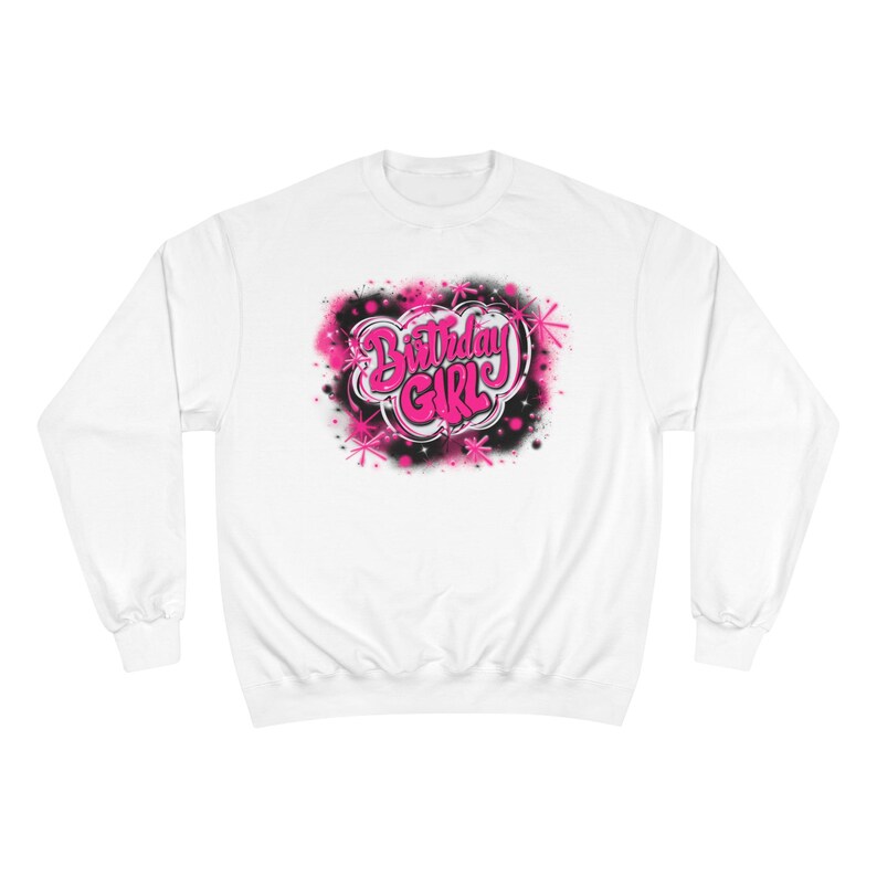 Airbrush Custom Sweatshirt, Birthday Shirt, Pink, Birthday Girl