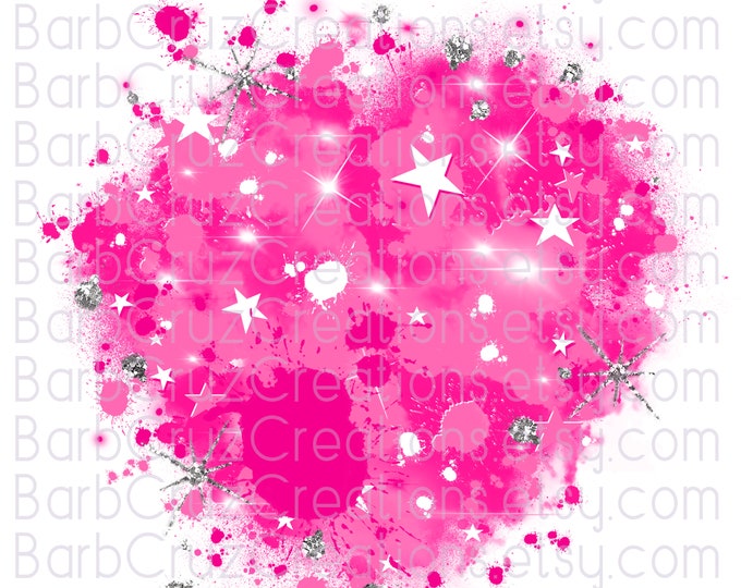 Airbrush Star Burst png, airbrush png, sublimation designs, shirt transfer, sports, silver glitter, white and pink event tshirt, birthday