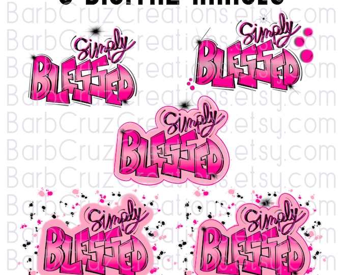 airbrush png, simply blessed, diy sticker, digital downloads, sublimation designs, png, clipart, bundle image set, pink blessed image