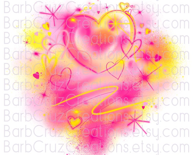 airbrushed pink & yellow hearts sublimation digital image, png, waterslides, clipart, sublimation png, jpg, love, heart backdrop, background