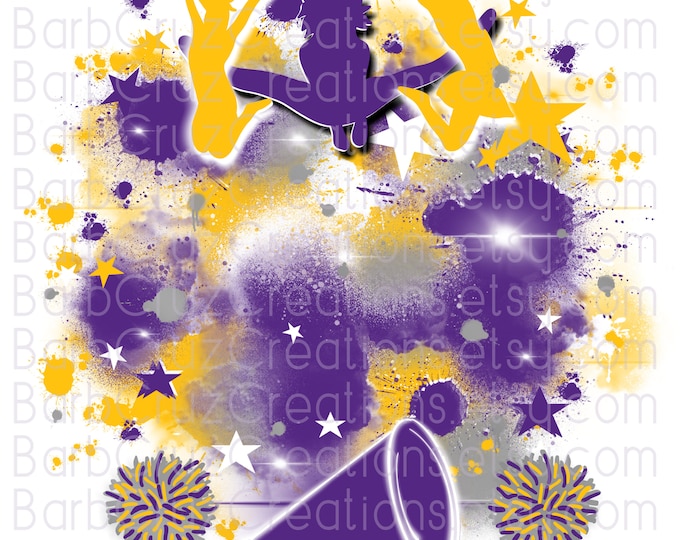 Cheer Star Burst Purple, Silver, White, Yellow png Digital Airbrush, Background, dtf, sublimation designs, cheerleaders, digital airbrush