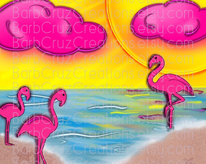 Airbrush png, airbrush background flamingo, airbrush, tropical, ocean, beach, personalize, airbrush png, sunrise, sunrise, sublimation, dtf