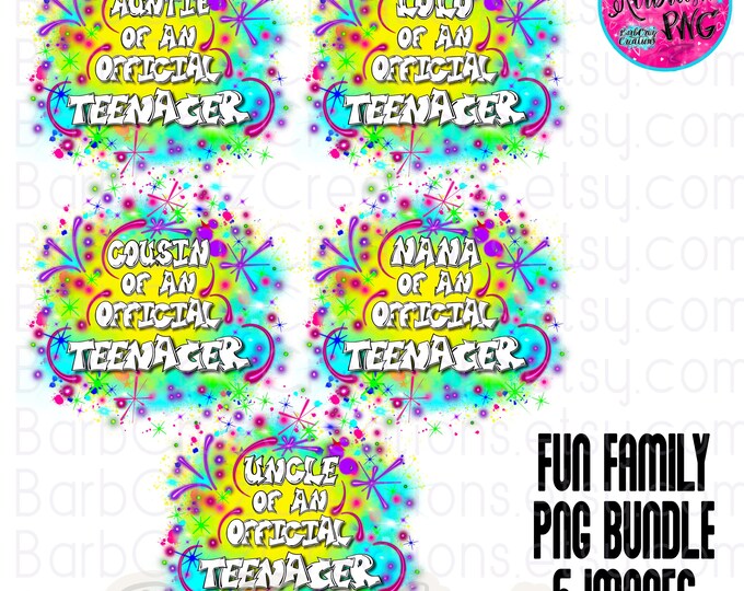 13th Birthday Official Teenager, Digital Airbrush png, Sublimation Designs, Matching Family Shirt png, green, blue, Digital Airbrush, Trendy