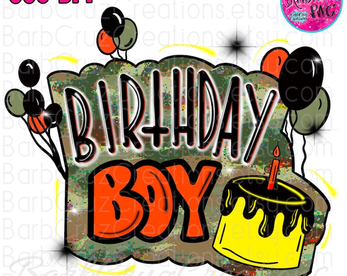 Birthday Boy Camouflage Airbrush PNG, Sublimation Design (Digital Download) Graffiti Camouflage, Birthday Crew, Party, Invitation Art