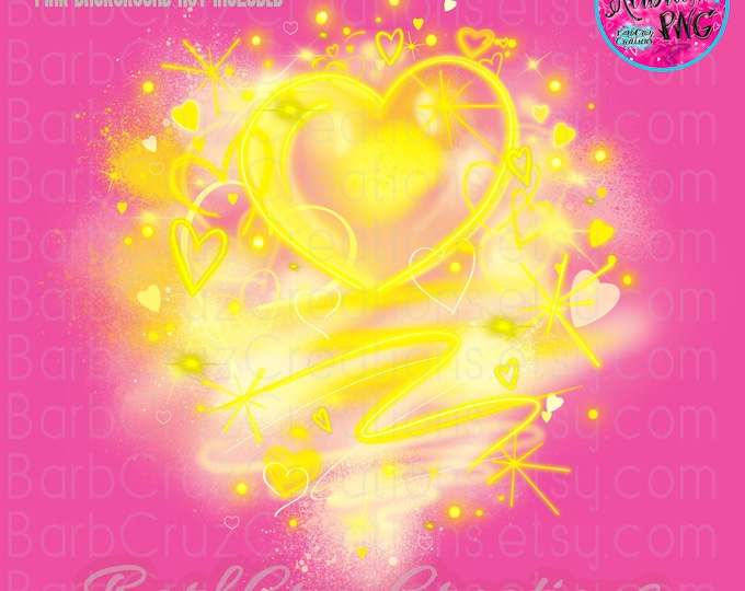 Yellow Airbrush Hearts PNG, Valentine's Day, Sublimation (Digital Download) Airbrush png, Yellow, airbrushed hearts, Valentine’s Day, love