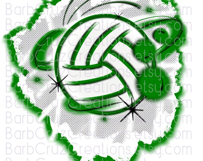 Volleyball, Airbrush, Designs, Sports, png, Sublimation Designs, Instant Downloads, Airbrush Downloads, jpg, Team, Game Day, green
