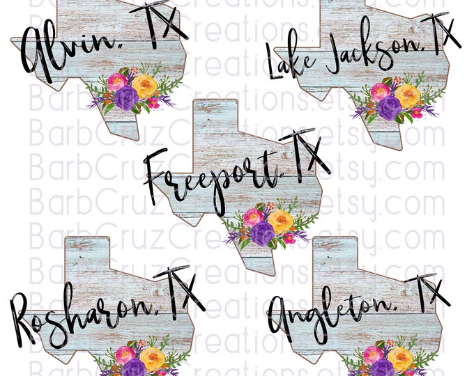 Texas, Alvin, TX, Lake Jackson, Freeport, Angleton, Rosharon, png, Digital Download, Instant Download, Sublimation Designs, Illustrations