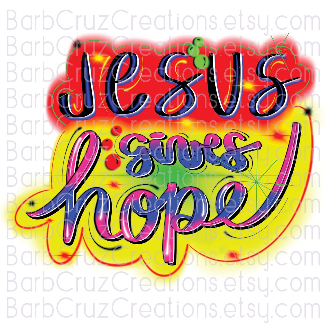Airbrush Jesus Gives Hope Encouraging Word Sublimation Etsy