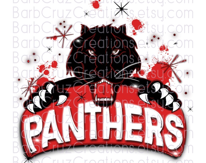 Airbrush png, Black, Panthers, Sports, Softball, Baseball, Digital Airbrush, Sublimation Design, png, DTF, Digital Download, Red, Football
