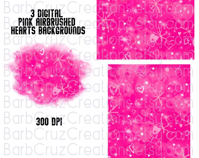 Pink Hearts Airbrush png / Digital Paper / Background / 80s / 90's / retro / vintage  / Clipart / sublimation designs / PINK hearts