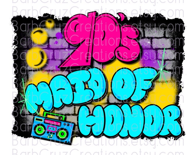 Airbrush png, 90's, Maid of Honor, airbrush, Background, 90's, wedding, sublimation transfer, digital download, png, clipart, sublimation