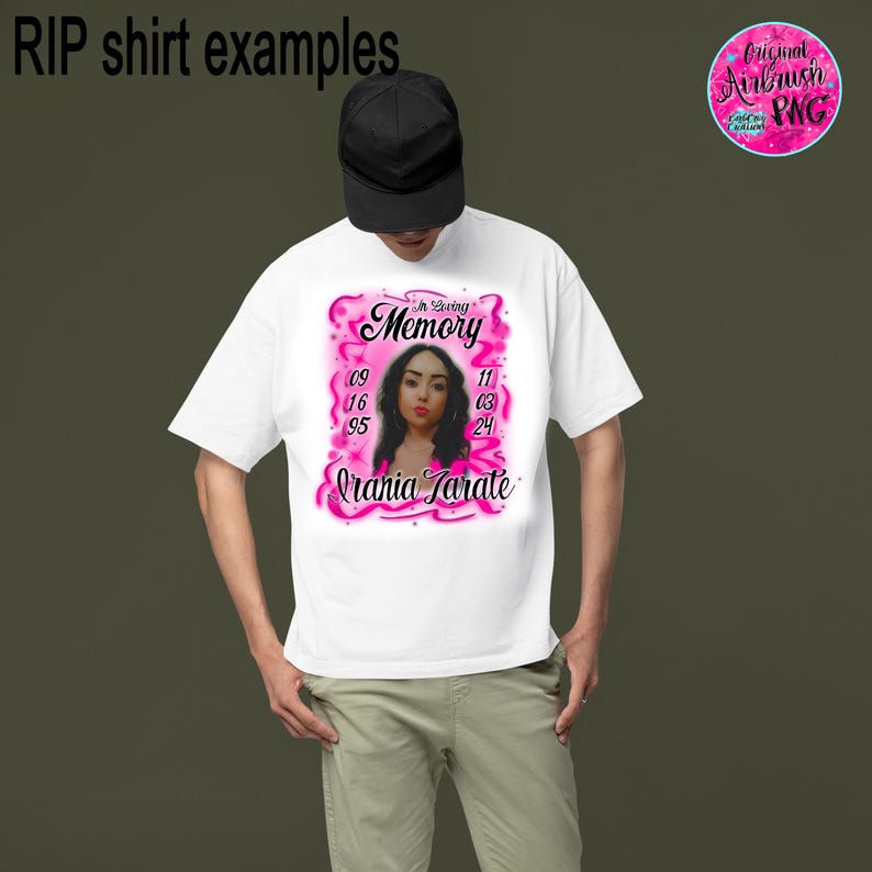 In loving Memory of, Airbrush png, White & Gray, RIP, DTG Designs, Digital Downloads, Custom, Memorial shirt png, Airbrush Template, frame image 7