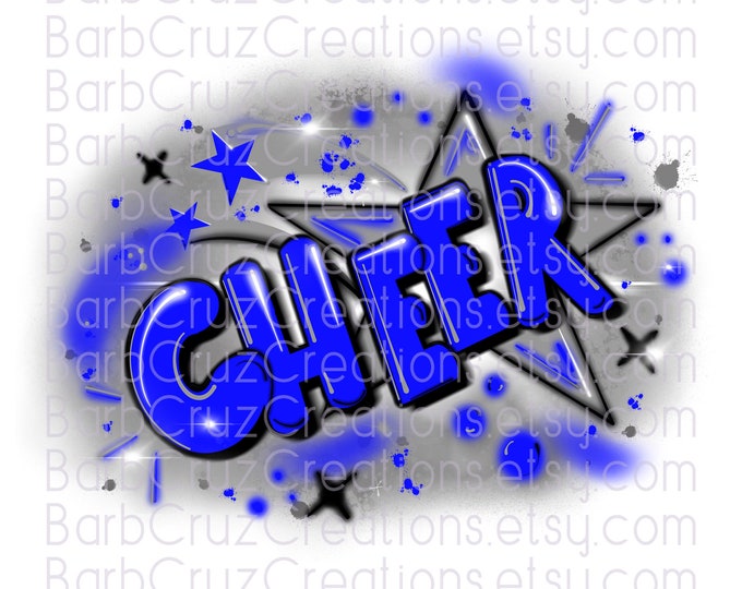 Cheer, Cheerleader, Splatter paint designs, Cheer Team shirt, Sports Team Airbrush, Cheer Airbrush, Sublimation Design, png, blue, gray