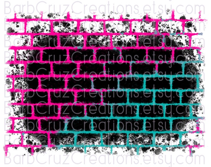 Brick Wall, Pink, Blue, Tumbler, Airbrush, Background, Griffiti, png, clipart, sublimation designs, digital downloads, png sublimation,