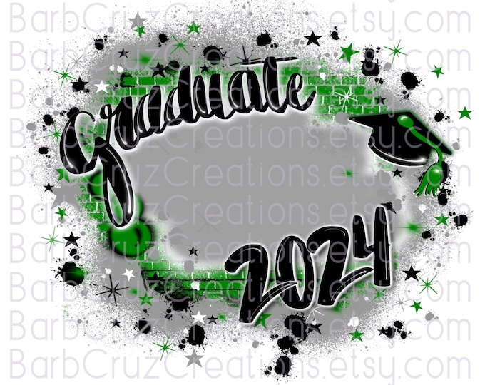 Airbrush Graduate 2024 & 2023 Brick Wall Designs, Grad, Senior, Add your photo, Class of Sublimation Designs, Graffiti Art, png, High School