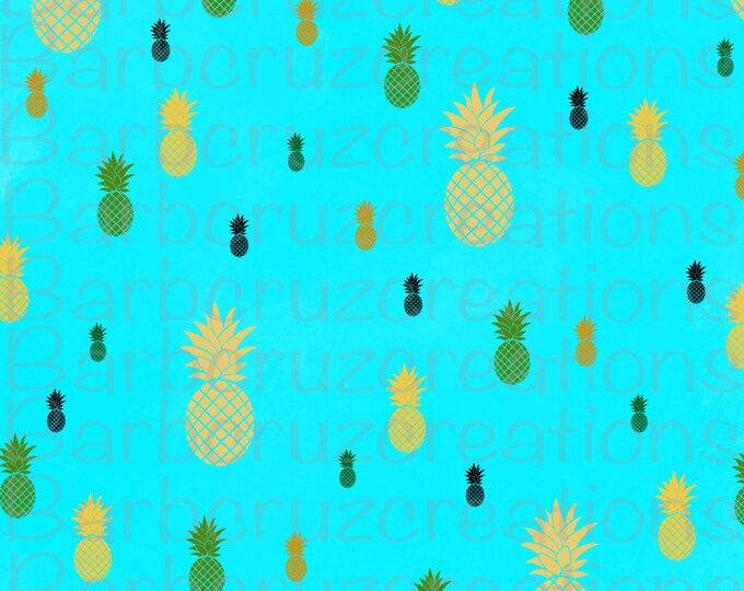 Digital Paper png / Pineapples Background / Tropical Fun Tumbler, Notebooks, Beach Towels, Garden Flag Designs / Summer / Beach / Ocean