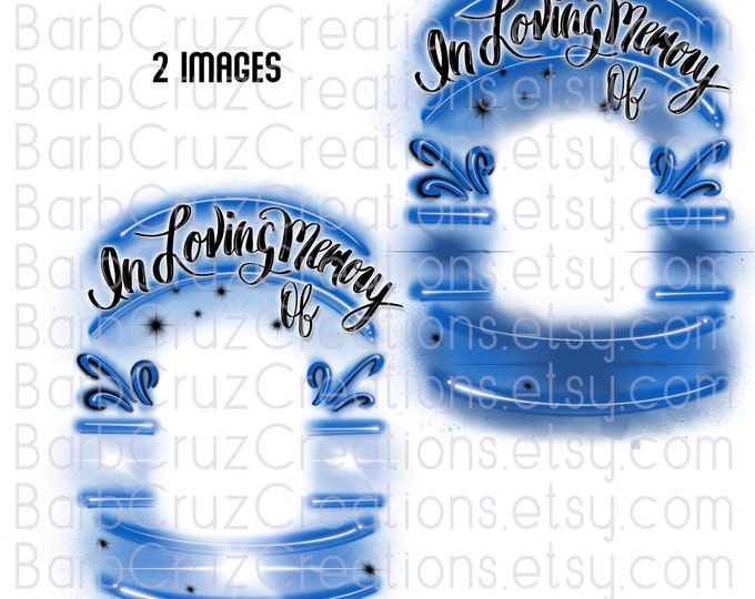 Airbrush png, blue, Celebration frame, Background, In loving Memory of, Sublimation Designs, Custom memorial shirt, DTF, Memorial Image, RIP