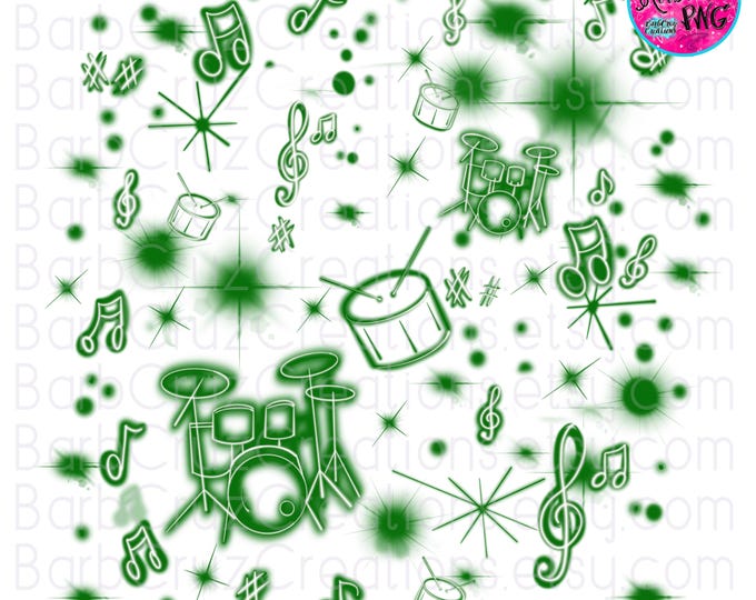 Airbrush Background png Green Music Notes, Airbrush png, Graffiti Wall, Airbrush Templete, sublimation, png sublimation, Green drums