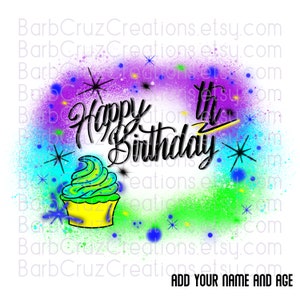 Aerógrafo png, Feliz aniversário, Cartão de aniversário, Convite, anúncio, festa, design de sublimação, digital, camisa, copo, design de banner, retrô