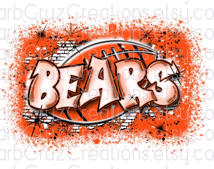 Football, Game Day, Splatter paint design, Team, Sports, Team Spirit, Airbrush, Sublimation Design, png, jpg, Football Season, orange, bears