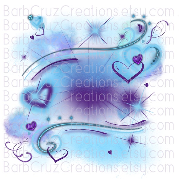 Airbrush Hearts Backgrounds Blue & Purple, png, sublimation designs, digital downloads, tshirt designs, heat transfers, Valentine's Day