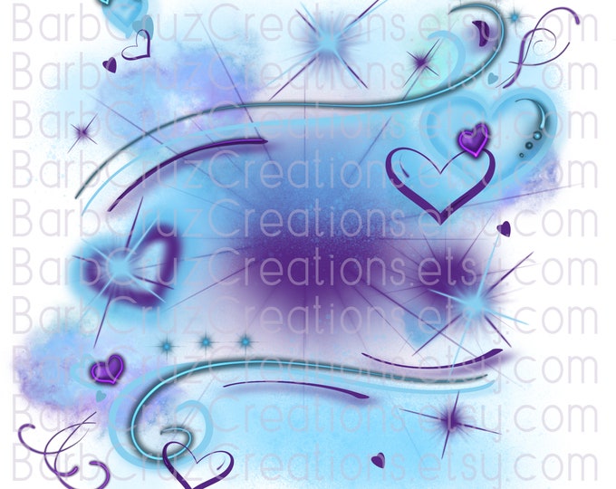 Airbrush png, Hearts Backgrounds Blue & Purple, sublimation designs, digital downloads, tshirt designs, heat transfers, Valentine's Day