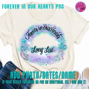 In loving Memory of, Airbrush png, Suicide Awareness, Purple, Roses, Wings, Forever in Our Hearts, Memorial shirt, Template, frame, RIP