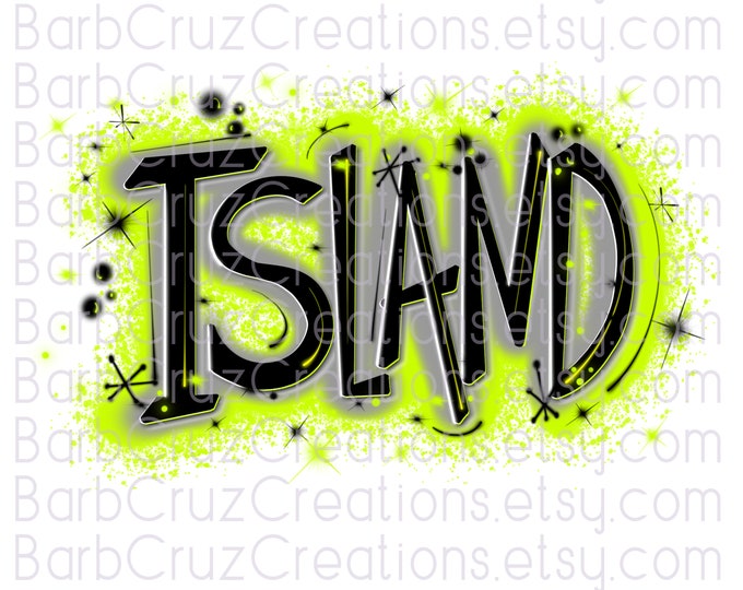 Island bright neon yellow, team spirit, airbrush, clipart, airbrush png, sublimation designs, digital downloads, shirt transfer