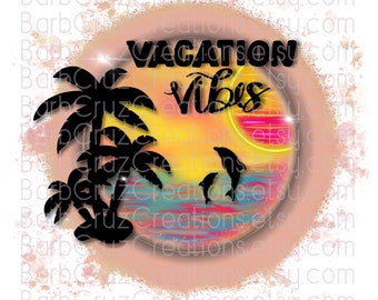 Aerógrafo png, Aerógrafo digital original, Tropical, Atardecer, Amanecer, Paraíso, Playa, Océano, Camiseta personalizada con ambiente vacacional, clipart, sublimación
