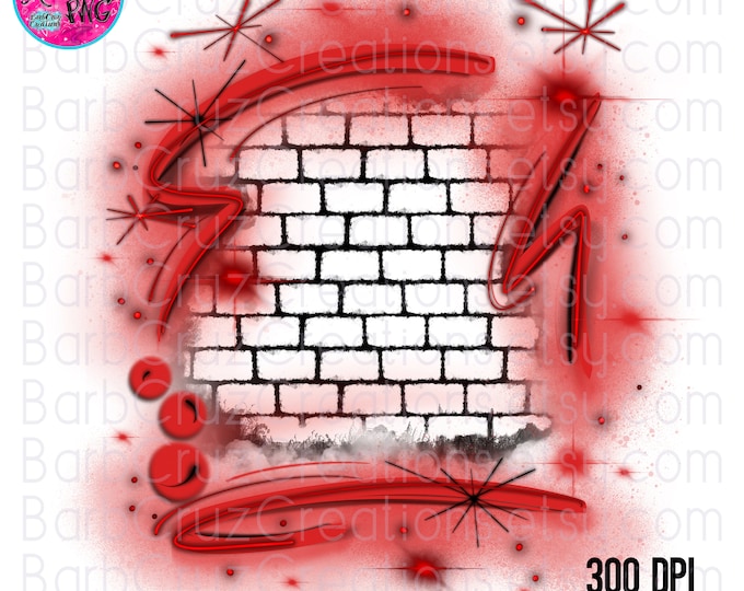 Airbrush png, Brick Wall, Background, Digital Airbrush, Graffiti Wall, png, jpg, sublimation designs, digital download, red