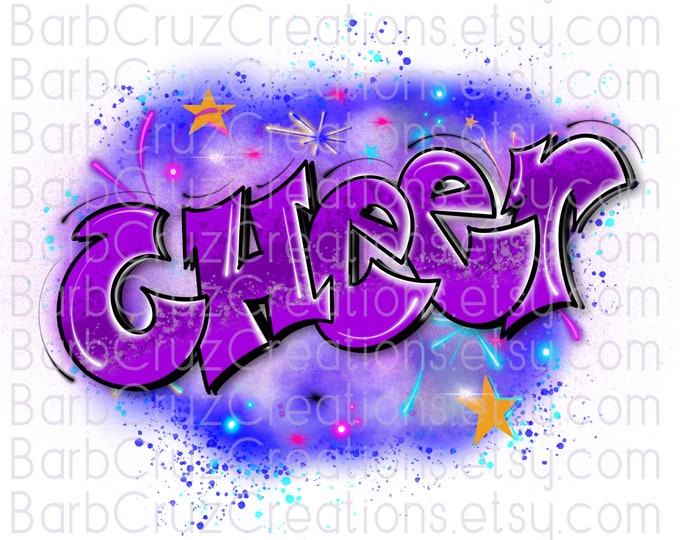 Airbrush png, Cheerleader, Splatter paint design, Purple Cheer Team shirt, Sports Team Airbrush, Pink Airbrush, Cheer, Sublimation Design