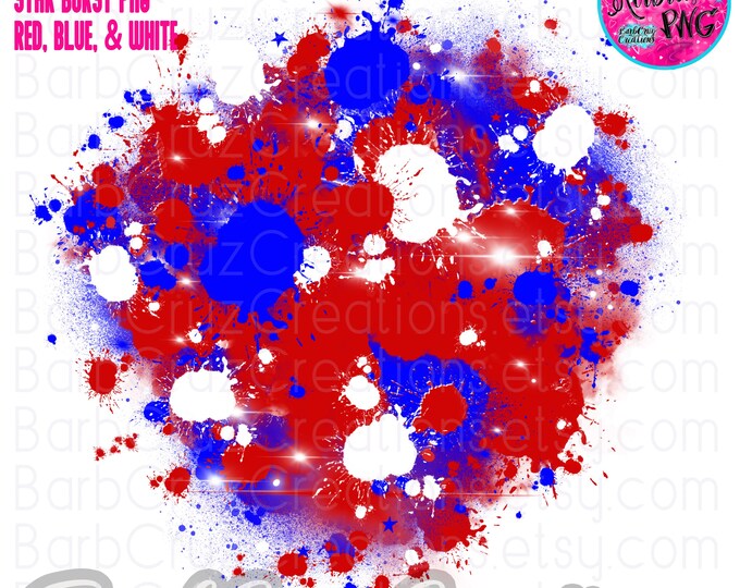 Airbrush png, Freedom Red, White, Blue Star Burst, Airbrush Spray Paint Patriotic Background, Griffiti 90's Retro, sublimation digital, DTF