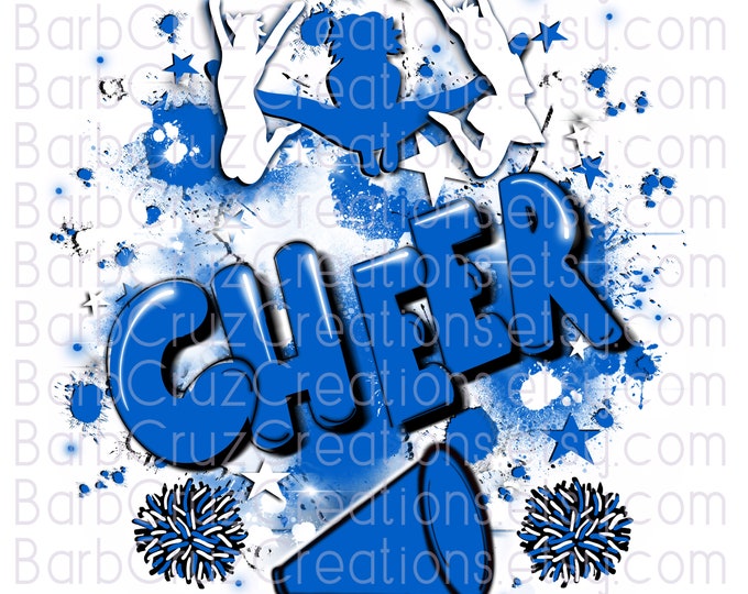 Cheerleader, designs, Cheer Shirt png, Cheer Team shirt, Sports Team Airbrush, Airbrush, Cheer Airbrush, Sublimation Design, blue, white