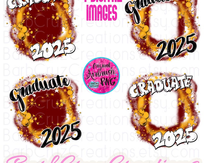 Airbrush png, Graduate 2025, Red, Gold, Frame, Sublimation, Frame Template, DTF, High School, Reunion, Senior, Graduation, Hip Hop Trendy