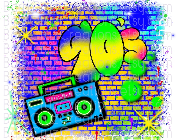 airbrush png, Background, boom box, graffiti, 90's throw back, retro, vintage, digital download, png, clipart, sublimation, 90's style