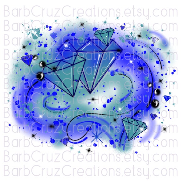 Airbrush Diamonds Backgrounds, Blue, Airbrush Background, png, jpg, sublimation designs, digital downloads, tshirt designs, heat transfers