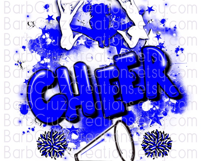 Cheerleader, designs, Cheer Shirt png, Cheer Team shirt, Sports Team Airbrush, Airbrush, Cheer Airbrush, Sublimation Design, blue, white