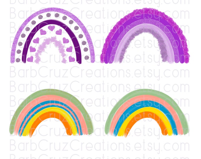 Rainbows, Rainbow Designs, Watercolor Designs, Purple, png, Digital Downloads, Instant Downloads, Sublimation Designs, Rainbow art, Rainbow
