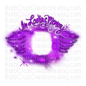 Airbrush, In Loving Memory of, Angel Wings, Sublimation Design, Download, png & jpg, custom image, digital airbrush, RIP, Memorial, purple