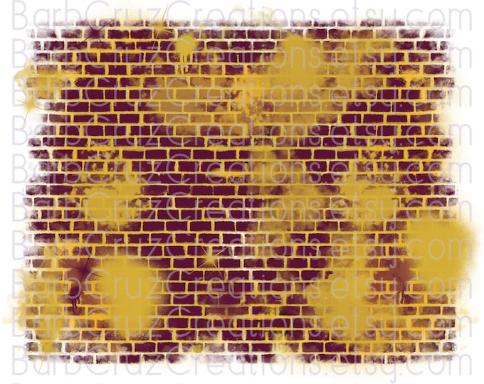 gold & maroon brick wall for a graffiti background airbrush fun backgrounds, Sublimation Designs on shirt, tumblers, custom, backdrops
