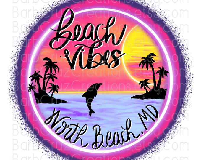 Airbrush png, North Beach, MD, Tropical, Sunset, Sunrise, Paradise, Beach, Ocean, png, sublimation design, digital download, clipart, Summer