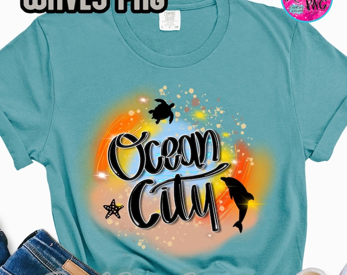 Airbrush png,  Summer Designs, Ocean City, NJ, MD, Vacation, Vaca, Tropical, Background, sublimation design, digital download, tshirt design