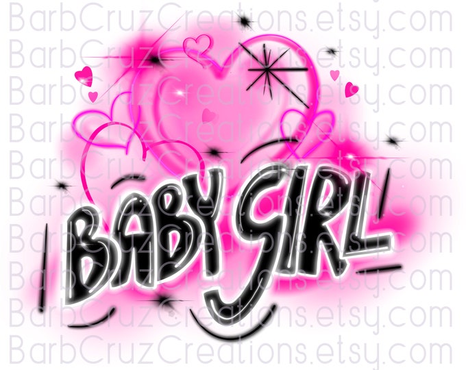 airbrushed baby girl, baby girl pink hearts, sublimation transfer, digital download, png, waterslides, clipart, sublimation png, airbrush