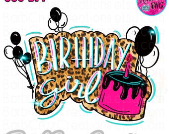 Ragazza del compleanno, Ragazza del compleanno con stampa leopardata, Disegni con stampa leopardata, Disegni a sublimazione, png, clipart, Download digitali, Scivoli d'acqua