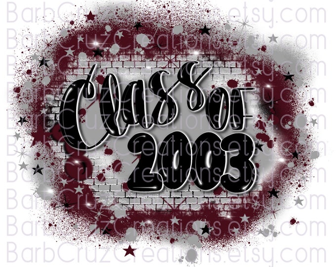 Class of 2003 deep Red White Black Airbrush png, Senior 2003, Sublimation Design, High School, College, Senior, Graduate, Graduation