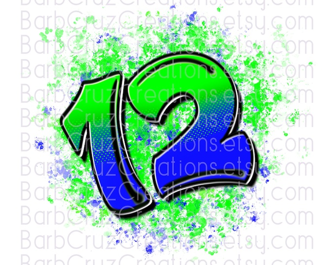 sweet 12, 12th bday, twelve, birthday, Green, Blue, Airbrush png, Sublimation Designs, png, Digital Downloads, Party shirt, celebrate