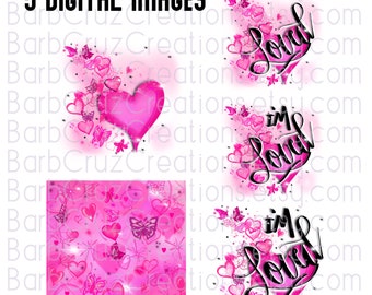 Purple & Pink Airbrush, Hearts, Butterflies, Background, Love, Heart, Backdrops Sublimation Designs, Digital Downloads, png, Airbrush Design