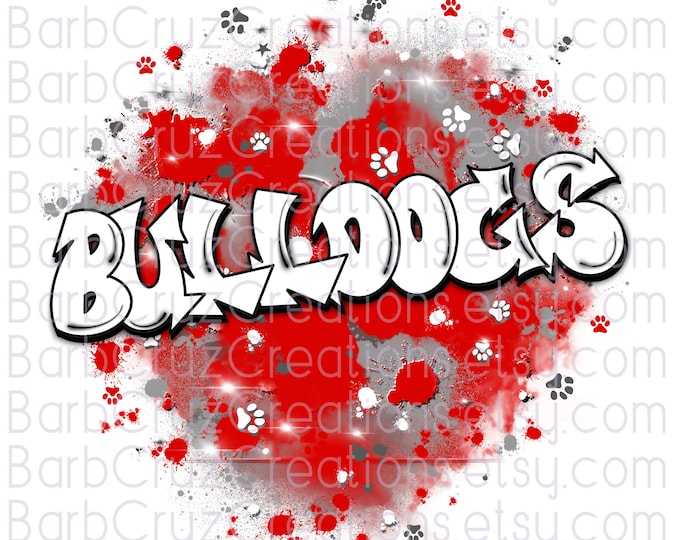 Bulldogs Red & Gray Paw Print Star Burst, Cheer, Sports, Background, Backdrop, Sublimation Designs, png