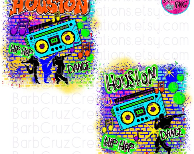 Houston City, Hip Hop, Airbrush png, Dance, Graffiti, H-Town, Texas, Airbrush Backgrounds, Graffiti Designs, Brick Wall, Sublimation, DTF